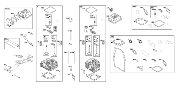 Cylinder Head Group Diagram and Parts List for 38E347-0019-G1 200000 - 399999 Briggs and Stratton Engine